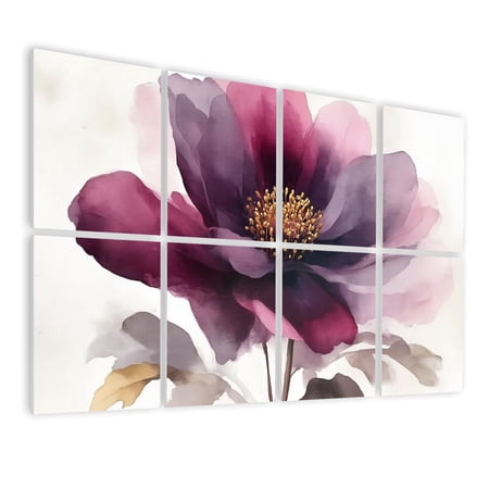8 Pack Art Acoustic Panels Sound Absorbing Burgundy Flower Design Home Decor Gifts For Family Flower Petals Decorative Soundproof Wall Panels Self Adhesive for Bedroom Living Room 48 x32