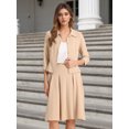 thumbnail image 3 of DARING DIVA Women's 2 Pcs Long Sleeve Jacket Pleated Skirt Suit Sets S Khaki, 3 of 5