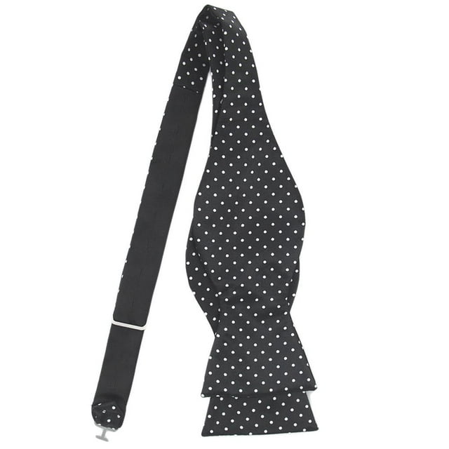 Corbata de moño Hugo Pajarita negra clásica con puntos blancos
