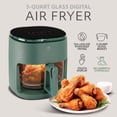 thumbnail image 2 of Series 6 in 1 Air Fryer with Glass Basket, 5 Quart Non Toxic Air Fryer w Digital Display, 430 ° F Max Temp, Preheat & Keep Warm Function, Compact + Dishwasher Safe Glass Airfryer - GREEN, 2 of 8