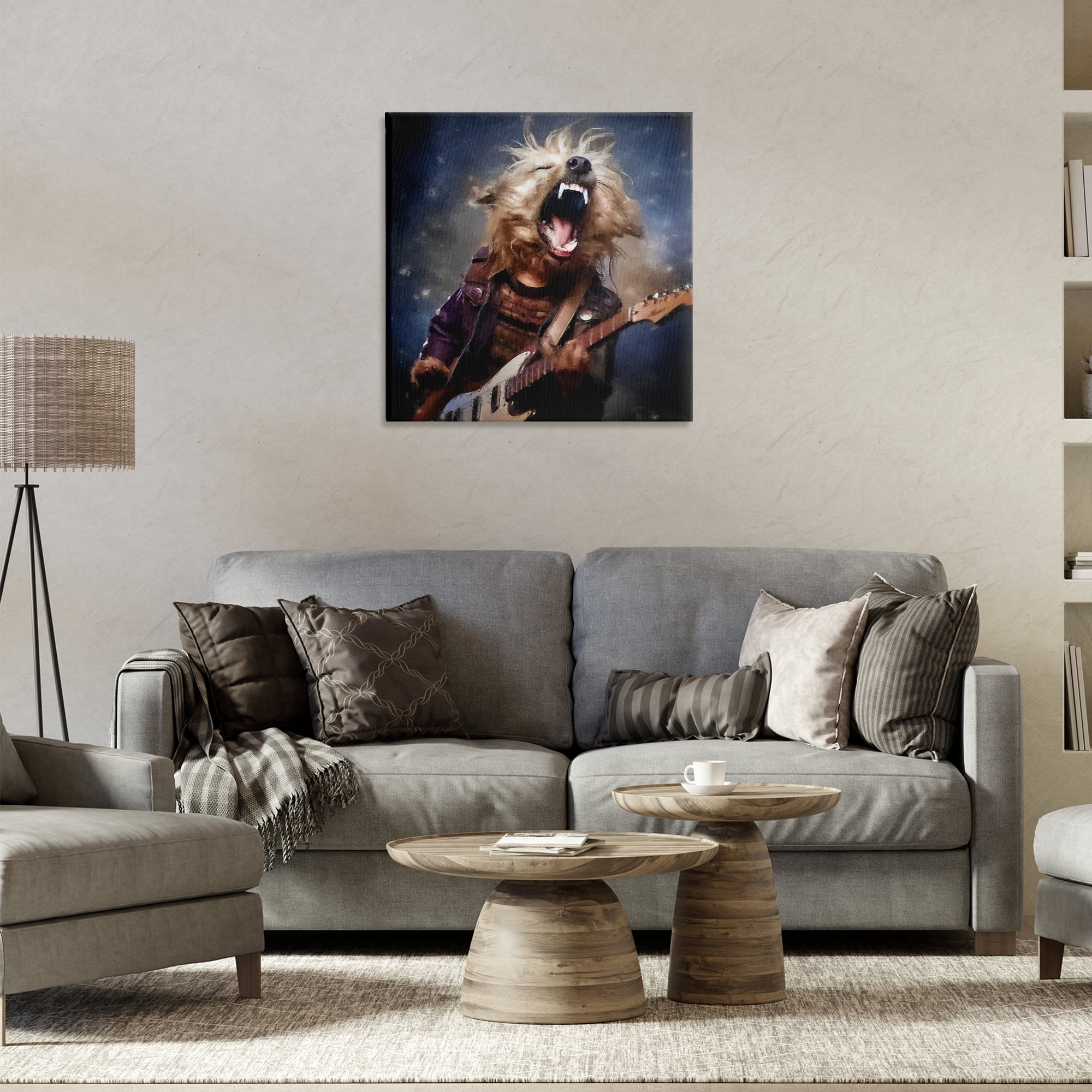 Stupell Industries Fun Musician Terrier Animals Painting Wrapped Canvas Art Print Wall Art, 24 x 24