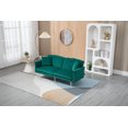 thumbnail image 1 of Velvet Futon Sofa Bed, Convertible Futon Couch with Adjustable Backrest, Small Sleeper Sofa Loveseat with 2 Decorative Pillows for Living Room Bedroom Office, Green, 1 of 9