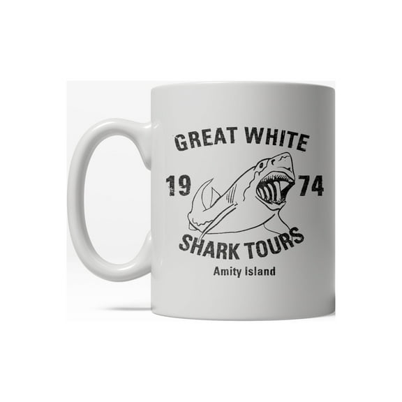 Great White Shark Tours Funny Vintage Retro Ceramic Coffee Drinking Mug  - 11oz