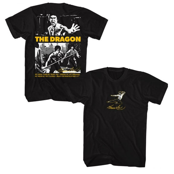 Bruce Lee as The Dragon Men's T Shirt (Black, Adult3XL)