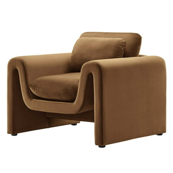 Armchair Accent Chair, Brown, Velvet, Living Kitchen Cafe Bistro Hospitality Restaurant, Modern Contemporary Boutique HB34900