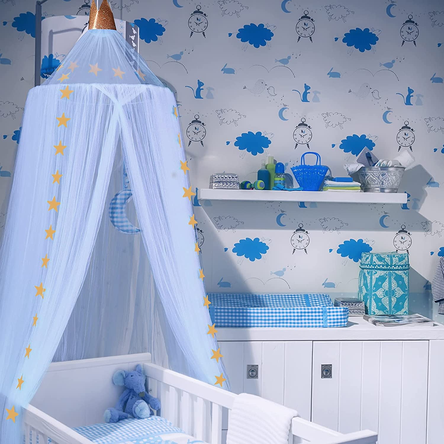 Blue crib canopy best sale