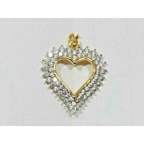 1.50Ct Round Lab Created Diamond 14k Gold Plated Double Heart Pendant Necklace