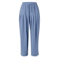 thumbnail image 4 of Blue Womens Pants, Pants For Women, Trousers Pants For Women, Casual Pants For Women, Trousers Women, Wide Leg Dress Pants For Women, Women's Solid Color Daily Commuting Fashion Casual Radish Pants, 4 of 5