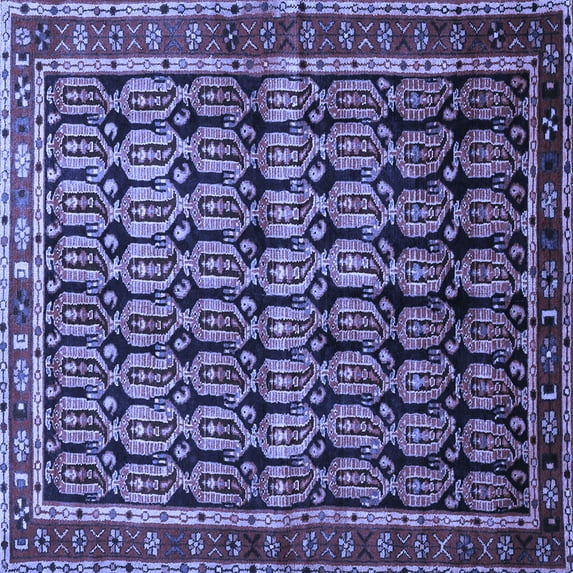 Ahgly Company Indoor Square Persian Blue Traditional Area Rugs, 7' Square