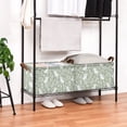 thumbnail image 3 of Yayeee Foldable Storage Basket for Shelves Set of 2 Waterproof Cloth Bins with Handles, Green Floral Cat Pattern, 3 of 7