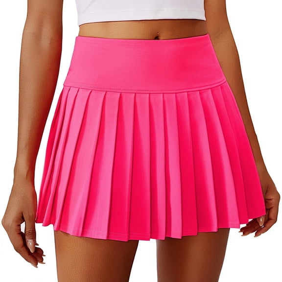 Pinspark Pleated Athletic Skirts for Women Tummy Control Tennis Skirt with Shorts Underneath Golf Mini Skort with Pocket