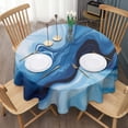 thumbnail image 3 of Light Blue Marble Flow Pattern Round Tablecloth 60"x60",Wrinkle Wipeable Table Cloth for Kitchen Dining Room Picnic Patio Party, 3 of 6