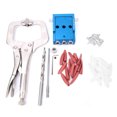 thumbnail image 1 of Juego de brocas de posicionamiento de 3 agujeros inclinados para carpintería de aleación de aluminio, kit con portapiezas con orificios, 1 of 8