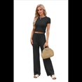 thumbnail image 2 of Conjunto Deportivo de Verano para Mujer, de Corta y Bloques de Color, con Pantalones Ajustados, A Juego, para Estar en Casa, 2025 Negro S, 2 of 8