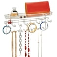 thumbnail image 5 of mDesign Steel Wall Mount Closet Jewelry Storage Organizer Rack Holder with 8 Hooks and Basket for Bedroom - Holds Necklaces, Bracelets, Watches, Sunglasses, Purses - Concerto Collection, Satin, 5 of 8