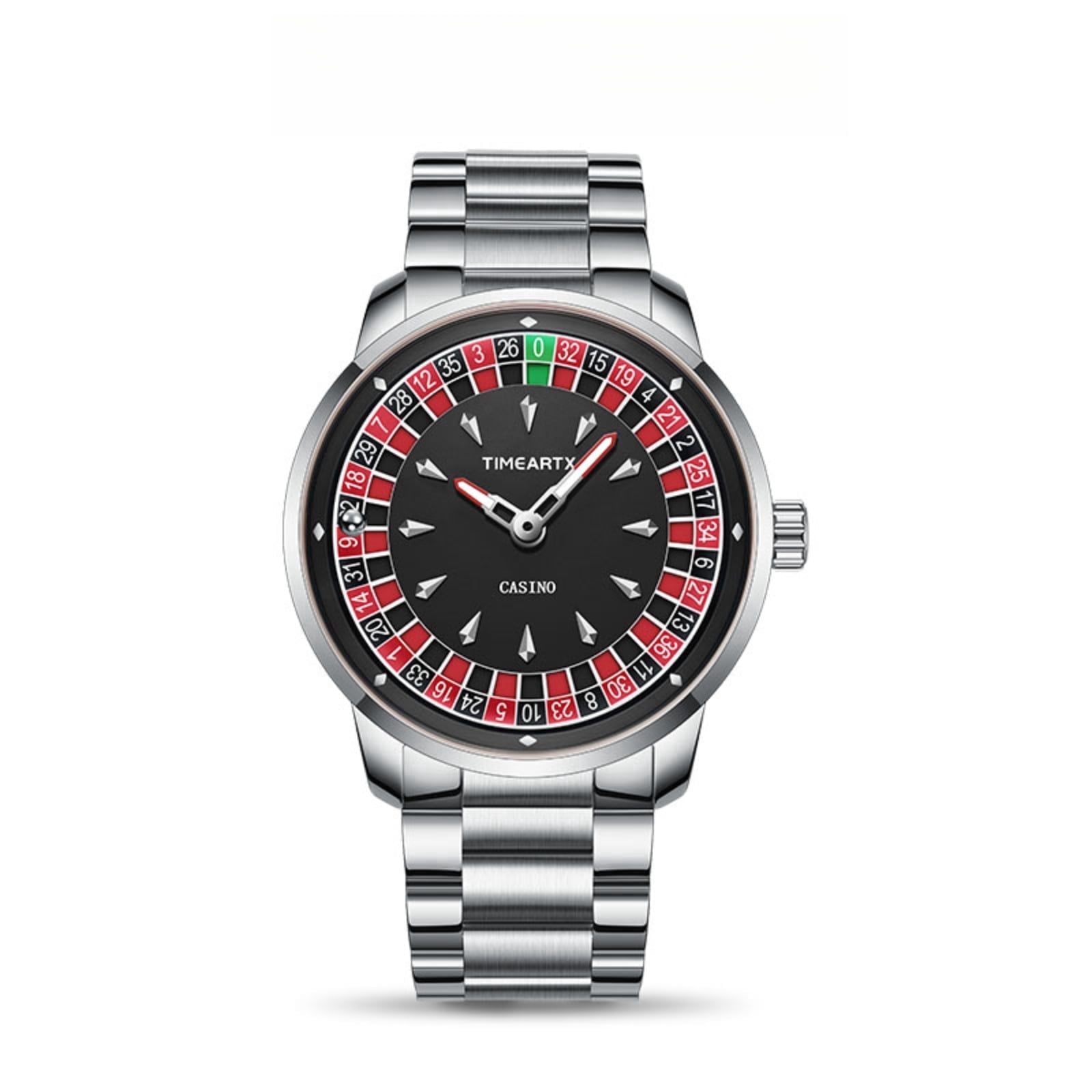 Men All Season Casual Dress Analog Quartz Wristwatch, Unique Roulette Inspired Dial Polished Stainless Steel Band Fashion Timepiece
