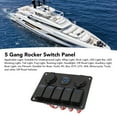 thumbnail image 4 of 5 Gang Aluminum Alloy IP65 Water Resistant Rocker Switch Panel with Dual USB Cigar Lighter Voltmeter, 4 of 7