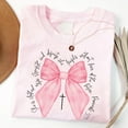 thumbnail image 2 of Coquette Christian T-Shirt – Bible Verse Pink Bow Faith Tee for Women, Cute Jesus Shirt, Religious Gift for Christian Women, 2 of 7