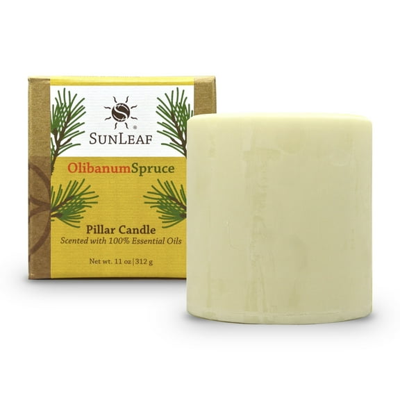 100% Pure Essential Oil Aroma 3X3 NATURAL PILLAR CANDLE, OLIBANUM SPRUCE