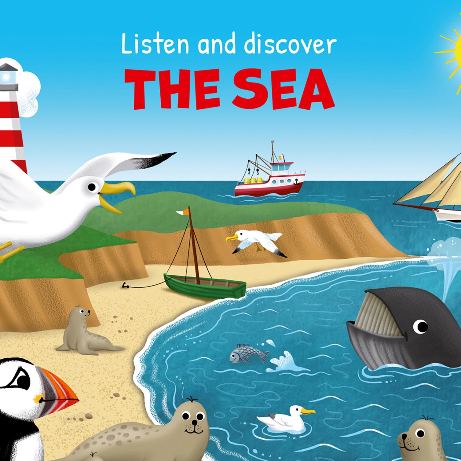 book 'n' app: Listen & Discover Book - The Sea - Soft Touch Press, 10 Ocean Animal Themed Sounds, Interactive Play-Read-Learn Story, Kid-Toddler 18Mo+