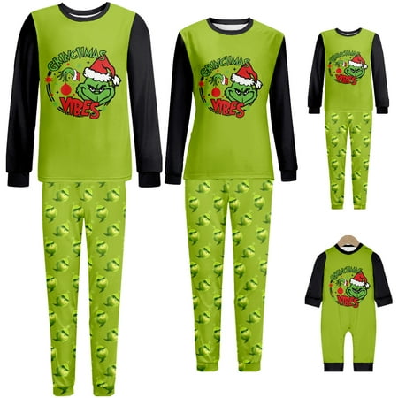 

Matching Family Christmas Pajamas Toddler Boy Girl Unisex Green haired monster 2-Piece Pajama Set