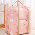 thumbnail image 2 of Storage Bag Large Comforter Storage for King Comforter Foldable Closet Organizers with Durable Handle and Zippers for Blanket Comforter Quilt Clothes Living Room Sheet, 75L, B-Pink Rabbit, 2 of 7