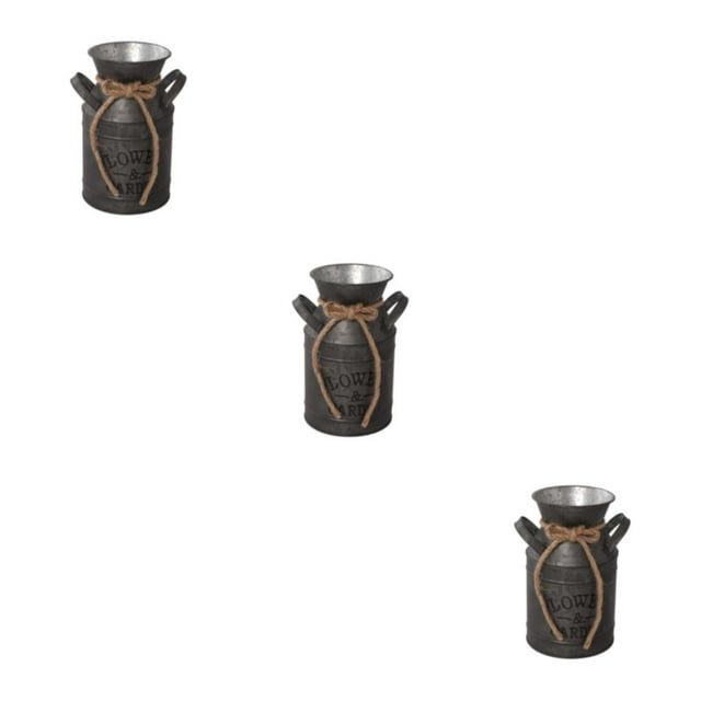 mmirethe Rustic Vase Functional And Decorative Metal Milk Jug Style Stylish And Versatile Metal Milk Jug Vase type 4 3Set