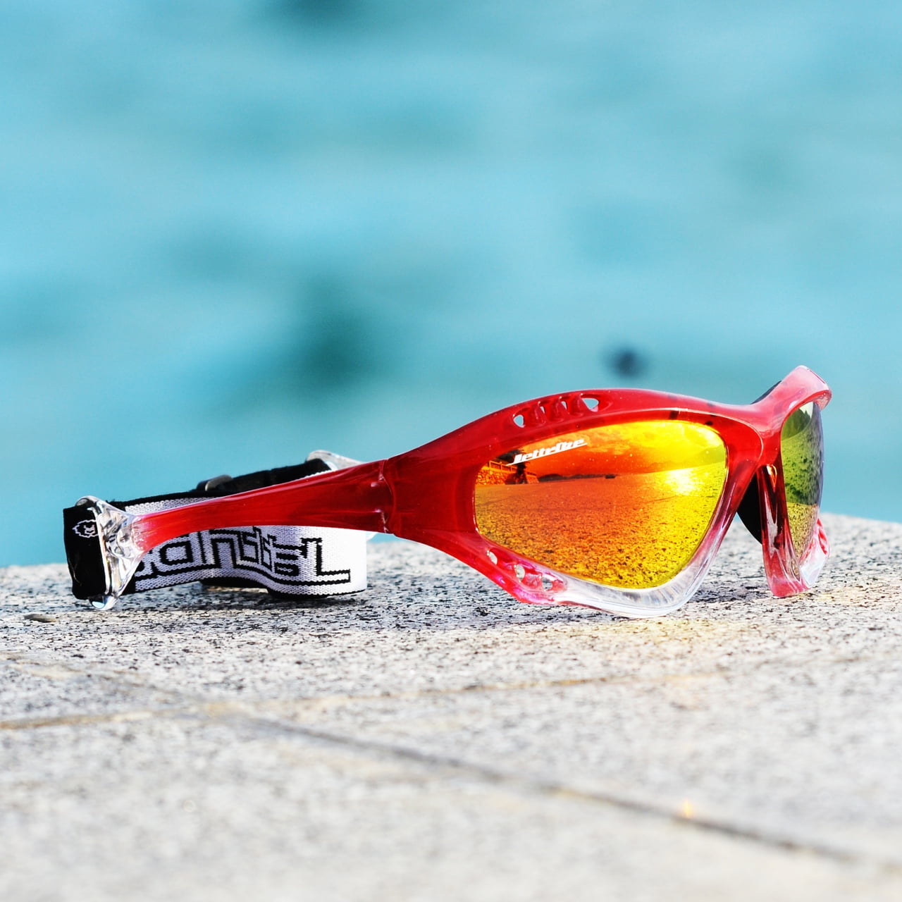 Jet Ski Sunglasses with Goggle Strap Jettribe Pro Red
