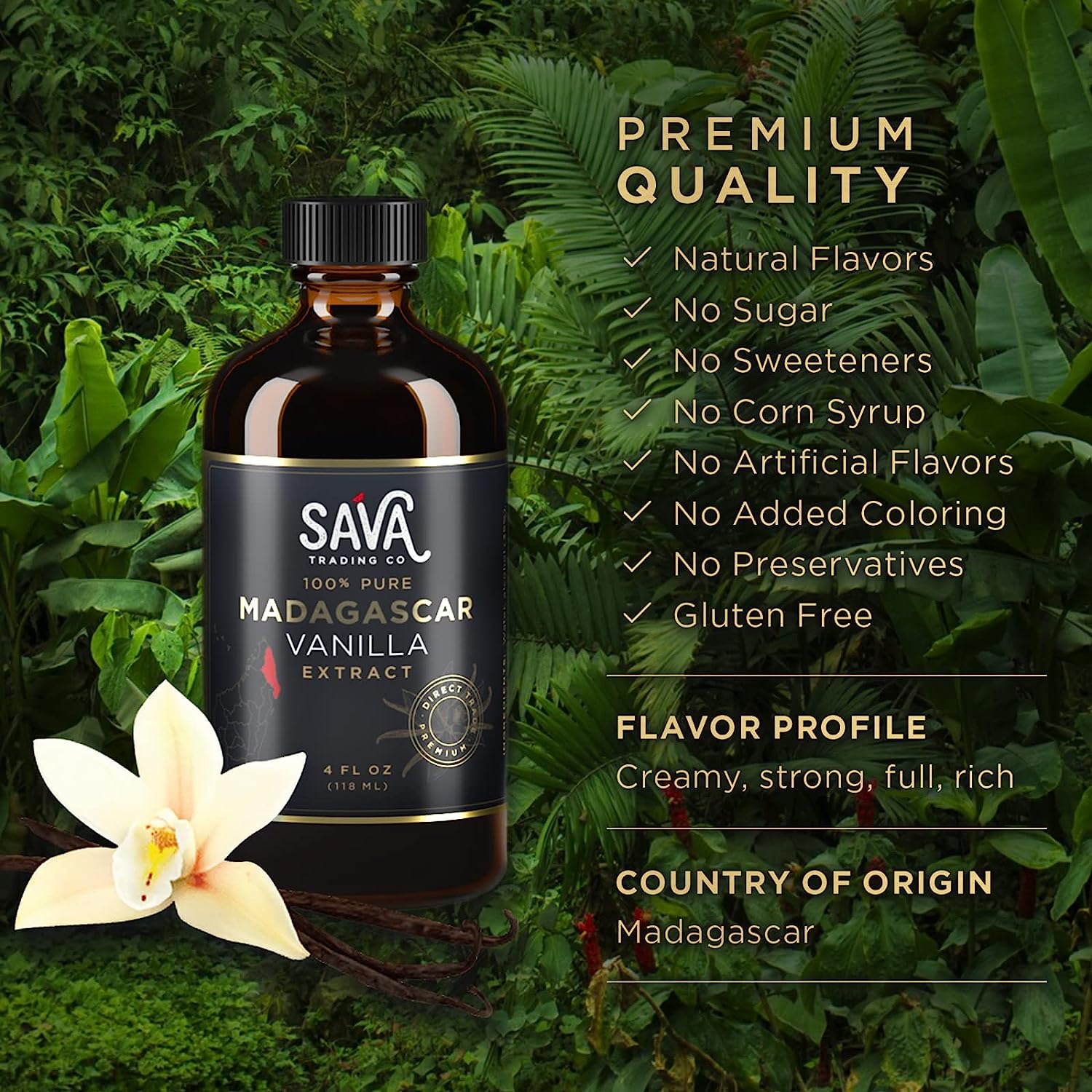 (Pack of 4) SAVA Trading Company Madagascar Vanilla Extract 4 fl oz