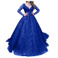 thumbnail image 1 of Vedolay Formal Dresses For Women Women's Formal V Neck Ruffle Split Evening Party Long Dress,Blue XXL, 1 of 4