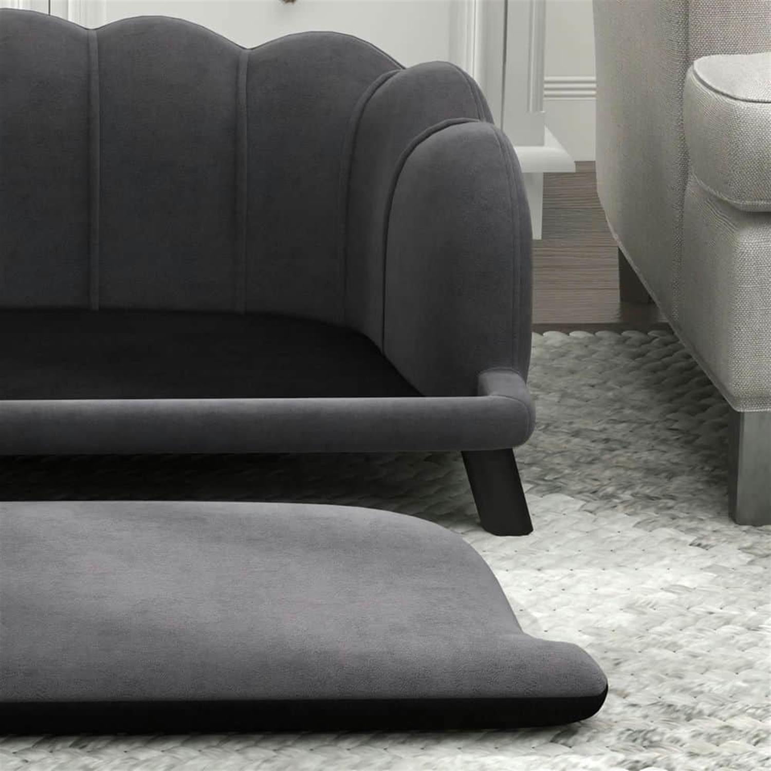 Kadyn 38" Pet Sofa with Pillow and Wooden Legs, Dog Bed for Medium-Large Dogs, Comfortable & Durable, Gray