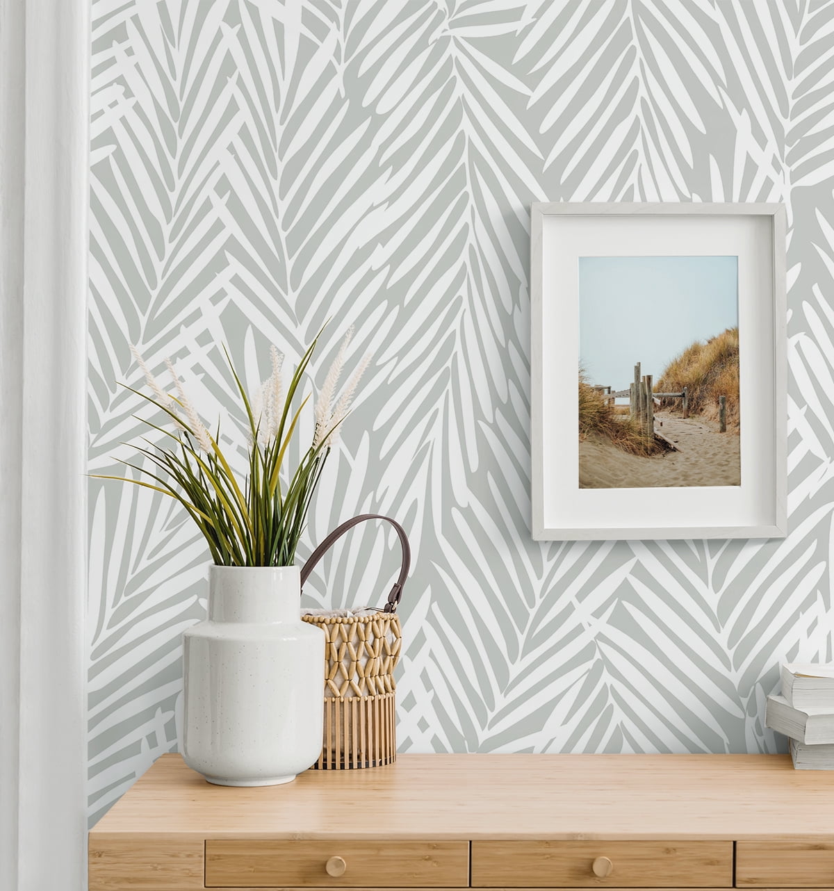 Stacy Garcia Home Harbor Grey Mod Palm Peel and Stick Wallpaper