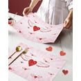 thumbnail image 2 of Valentines Placemats Wing Heart Valentines Day Place Mats for Dining Room Pink Red Heart with Angel Wing Washable Table Mats for Kitchen Dining Decorations Set of 6, 2 of 5
