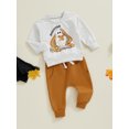 thumbnail image 3 of Suealasg Toddler Boy Halloween Outfits Set Clothes 6M 1T 2T 3T Long Sleeve Ghost Print Sweatshirt+Long Pants 2Pcs Halloween-themed Clothing for Baby Boy, 3 of 8