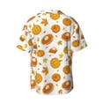thumbnail image 6 of Lsque Pumpkin Maple Leaves print Men's Cuban Collar Short Sleeve Shirt Summer Beachwear Casual Button Down Fashionable Vacation Leisure Shirt-Medium, 6 of 7