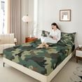 thumbnail image 4 of Castle Fairy Teens Adults Mallard Duck Twin Sheet Sets 3pcs,Camouflage Camo Twin Fitted Sheet Microfiber,Abstract Geometric Breathable Flat Sheet,Super Cozy Room Decor, 4 of 7