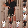 thumbnail image 1 of Dianli Économies d'Automne Robes d'Été pour Femmes Mode Manches Chauve-Souris Tunique Ample Robes T-Shirt 2024 Formelles Manches Courtes Col Rond Imprimé Rayé Mini Robe Offres jusqu'à 70 % de Réduction Noir L, 1 of 6