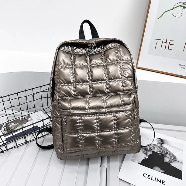 2023 Winter Ultra Light Space Down Women's Backpack Quilted Plaid Female School Backpacks Bags for Women Girls