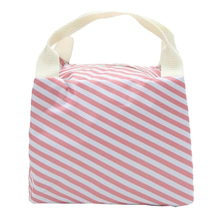 

Women Kid Stylish Portable Flower Lemon Bird Food Catus Storage Bag Picnic Pouch Pink Stripe pinshui