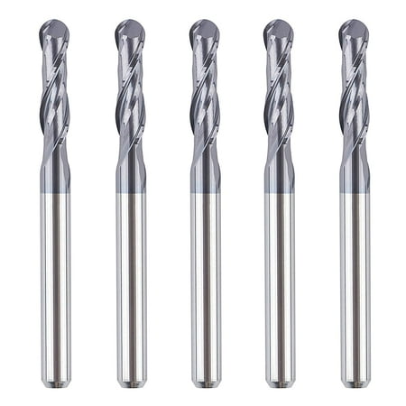

5Pcs Carbide Ball Nose CNC Router Bits 1/8 Cutting Diameter Milling Tool HRC55 1/8 Shank UpCut Spiral End Mill