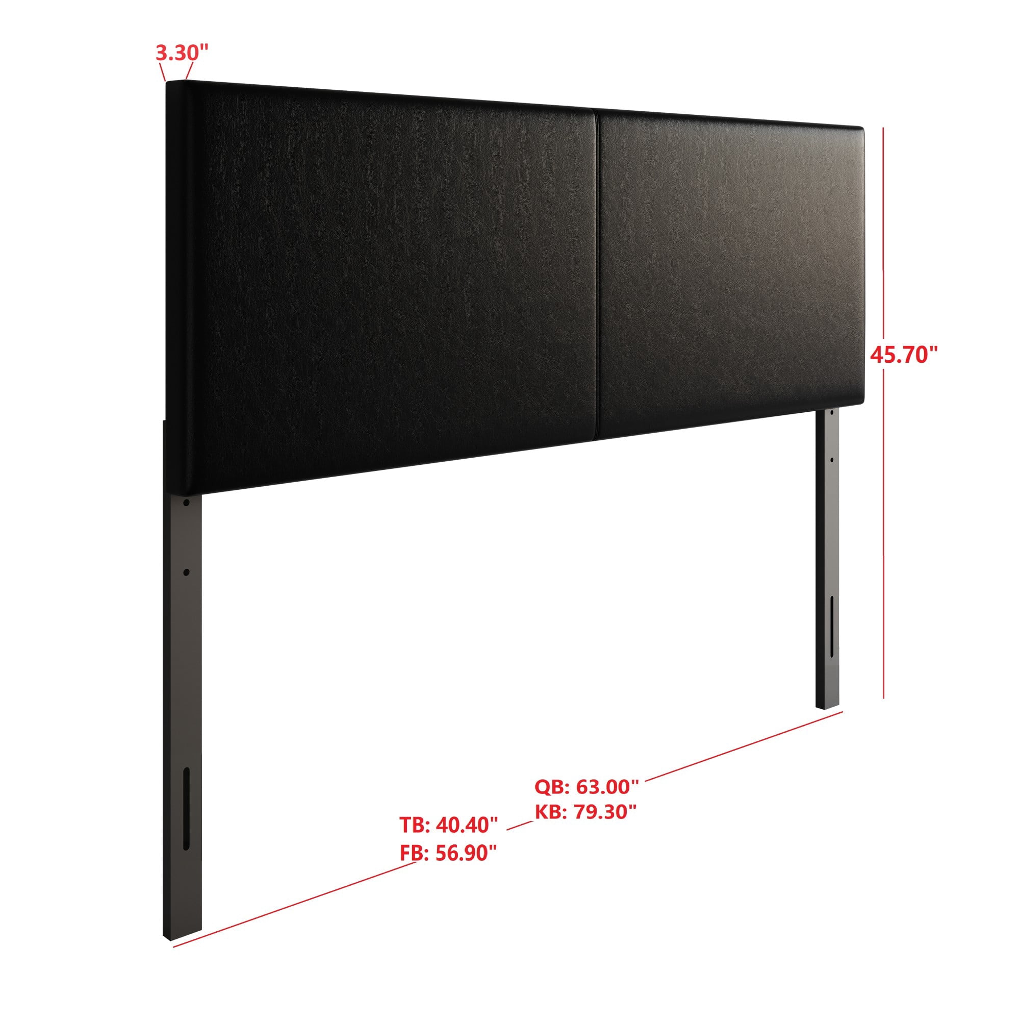 Home Design Hazard Full Upholstered Headboard with Foam Padding and Minimalist Design, Black, Easy Assembly