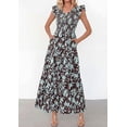 thumbnail image 3 of PRETTYGARDEN Women's Boho Floral Maxi Dress Summer Smocked V Neck Ruffle Sleeve Spring Flowy Beach Vacation Sundresses, 3 of 6