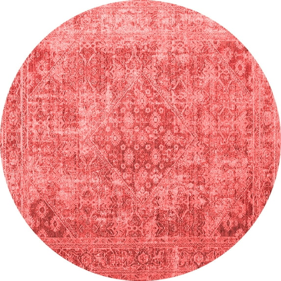 Ahgly Company Indoor Round Abstract Red Contemporary Area Rugs, 6' Round