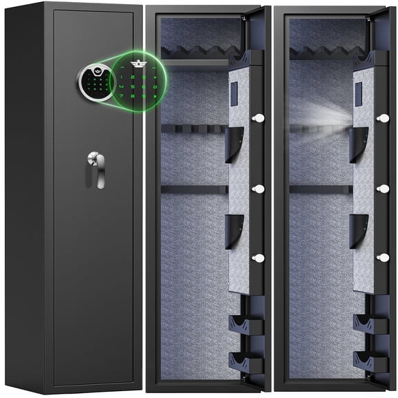 Gun Safe, Quick Access 4-5 Digital Gun Safe, Gun Safes for Guns and Shotguns, Gun Safe with Adjustable Support Frame, Pistols Rack, Ammo Storage Shelf and Pistol Bag