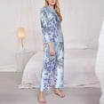 thumbnail image 3 of Hirioo Bird Butterfly Stripe for Women's Pajama Sets 2 Piece Pjs Women's Long-Sleeved Pajama Set Button Down Sleepwear,S-XXL-XX-Large, 3 of 7