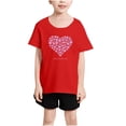 thumbnail image 4 of T-shirts à Imprimé Cœur pour Fille, Col Ras du Cou, Manches Courtes, Décontractés, Basiques, 4 of 5