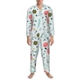 thumbnail image 3 of Honeii Cute Flamingo Pattern Mens Pajamas Set,2pcs Men's Lounge Long Sleeve Sleep Shirt and Pajama Bottoms Sleepwear Set,Mens Pjs Sets-Large, 3 of 7