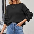 thumbnail image 2 of Gibobby Suéter de invierno para mujer, Suéter de Manga Larga algodón con Cuello Redondo Suéter para Mujer(Negro,M), 2 of 5
