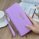 thumbnail image 3 of Cartera de mujer con cremallera larga, cartera de mano, cartera suave a cuadros a la moda, monedero de gran capacidad, 3 of 5