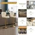 thumbnail image 2 of JESTOP Modern Swivel Pub Height Barstool Set of 2, High Dining Chair with Velvet Seat, Backrest, Armless Hydraulic Counter Stool, Gold Base Island Stool, 2 of 7
